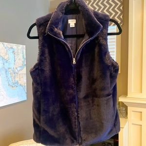 J Crew Woman’s Navy Faux Fur Vest